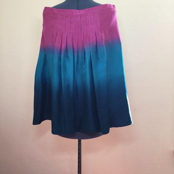 Nine West Pink and Teal Ombre Silk Skirt Size 12 - Picture 1 of 7